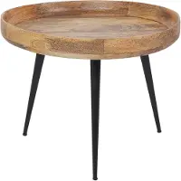 Beliani Table Basse En Bois Clair Avec Pieds Noir Edna