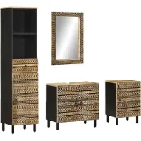 vidaXL Ensemble de meubles de salle de bain 4 pièces en bois massif de manguier