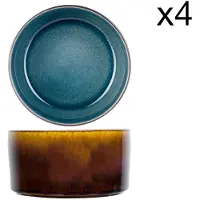 Cosy & Trendy Lot De 4 Saladiers En Porcelaine, Bleu, D14 Cm