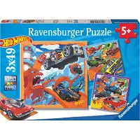 Ravensburger - Puzzle Hot Wheels 3x39 elementów - Oficjalny Produkt Oryginalny