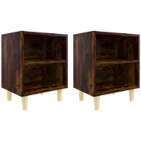 vidaXL Tables De Chevet Et Pieds En Bois 2 Pcs Chêne Fumé 40x30x50 Cm