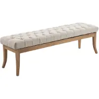 CLP Banquette Avec Pieds En Bois Assise En Tissu Crème