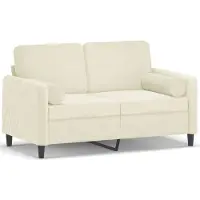 vidaXL Canapé 2 places avec coussins décoratifs Crème 120 cm Velours