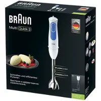 Braun Mixeur plongeant - - MultiQuick 3 MQ3005WH Cream - 750 W - Blanc - Bleu - Pour smoothie, gaspacho, soupe