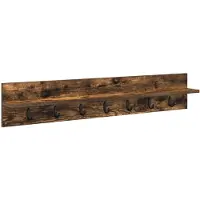 vidaXL Porte-manteau mural avec étagère Chêne fumé 100 x 10.5 x 18 cm