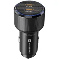Swissten , chargeur voiture 50 W Fast Charge 2x USB-C PD, noir
