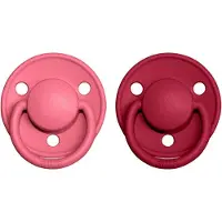 BIBS De Lux Natural Rubber Size 1: 0+ months tétine Coral / Ruby 2 pcs