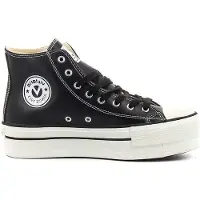 Victoria pour femme. 1061107 Baskets Chicago plate-forme de hauteur noire : 4cm (41), 3 à 5 cm, Lacets, Casuel, Imitation cuir