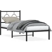 vidaXL Cadre de lit avec tête de lit en métal noir 80x200 cm