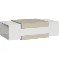 En.casa Table basse 'Eljak' Table de salon 110 x 57 x 31 cm avec 2 compartiments ouverts rectangulaire blanc/sable
