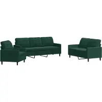 vidaXL Ensemble de canapés 3 pièces avec coussins vert foncé velours