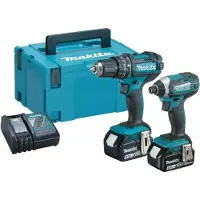 Makita DLX2131MJ - Pack 2 Outil Sans Fil - 18V Li-ion - Perceuse Visseuse À Percussion (DHP482) & Visseuse À Percussion (DTD152) - 2 Batteries 4,0 Ah - MAKPAC