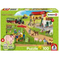 Schmidt Puzzle Schleich Ferme avec stand de100 pièces + figurine Schleich