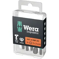 Wera 867/4 Embouts TORX IMP DC Impaktor, TX 25 X 50 Mm, 5 Pièces