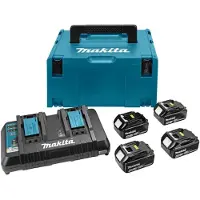 Makita 1972156-9 Kit Démarrage Sans-fil 18V Li-ion (4x Batterie 4,0 Ah) + Chargeur Double - MAKPAC
