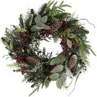 Mica Decorations Bodi Couronne de Noël artificielle avec pommes de pin - H11 x Ø40 cm - Bordeaux