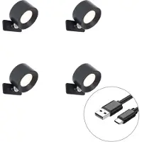 QAZQA Ensemble de 4 appliques murales et plafonniers modernes noirs avec LED rechargeables - Bright