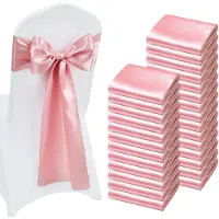 Vevor Nœud de Chaise en Satin Luxueux Rose Lot de 100 Pièces