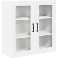 vidaXL Armoire murale en verre PORTO, blanc brillant, 80 x 31 x 80 cm