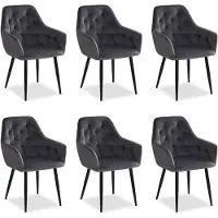 Homestyle4u Chaise Salle à Manger Lot de 6 Velours Gris Design Moderne Chaises de Cuisine Chaises pas Cher Fauteuils Rembourrée