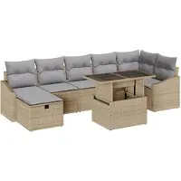 vidaXL Ensemble de canapés de jardin , 8 pièces, beige, en polyrotin