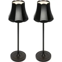 QAZQA Lot de 2 lampes de table rétro noires rechargeables IP44 - Granny