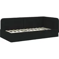 vidaXL Cadre de lit d'angle noir 100 x 200 cm Tissu