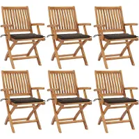 vidaXL Chaises de jardin pliantes avec coussins 6 pcs. Bois massif teck