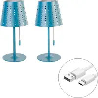QAZQA Ensemble de 2 lampes de table bleues avec LED 3 niveaux de luminosité réglables rechargeables et solaires - Ferre