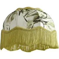 QAZQA Abat-jour en tissu avec motif de feuilles et intérieur blanc 31,5/15/14 - Heritage