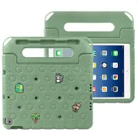 IMoshion Coque kidsproof avec poupées amovibles pour Apple iPad 9 (2021) 10.2 pouces / iPad 8 (2020) 10.2 pouces / iPad 7 (2019) 10.2 pouces - Olive Green
