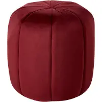 Beliani Pouf SELBY Velours Rouge foncé