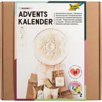 Folia 9386 - Kit calendrier de l'Avent "Macramee", 55 pièces de bricolage DIY pour créer un calendrier de l'Avent individuel avec un élément tendance en macramé
