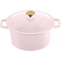 Moa Casserole en fonte - 5,7L - Pour toutes les sources de chaleur y compris l'induction - Avec couvercle - Ø 26cm - Revêtement antiadhésif - Lilas