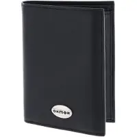 OXMOX Cuir porte-monnaie Leather Kombibörse Pure Metal Round Black noir