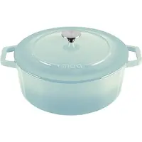 Moa Casserole en fonte - 7,2L - Pour toutes les sources de chaleur y compris l'induction - Avec couvercle - Ø 30cm - Revêtement antiadhésif - Bleu clair