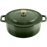 Moa Casserole en fonte - 7,2L - Pour toutes les sources de chaleur y compris l'induction - Avec couvercle - Ø 30cm - Revêtement antiadhésif - Vert
