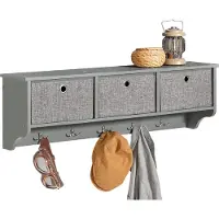 SoBuy FRG282-HG - Porte-manteau avec étagère murale - 5 crochets 3 paniers - L100 x P20 x H30 cm - Gris