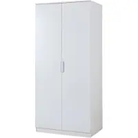 En.casa Armoire 'Eiselfing' 176 x 80 x 52 cm avec 2 portes, 1 tringle, 4 compartiments blanc