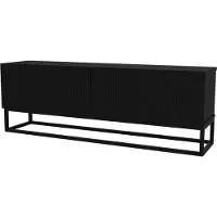 En.casa Buffet TV 'Verpsboga' avec 2 portes rabattables long piètement 135 x 32 x 47 cm Noir
