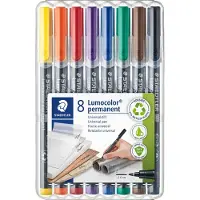 Staedtler Marqueurs permanents Lumocolor , F, résistant à l’eau, couleurs assorties, lot de 8