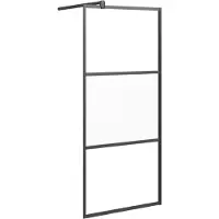 vidaXL Paroi de douche pour douche à l'italienne 90x195 cm ESG Semi-mat Noir