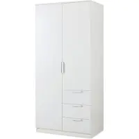 En.casa Armoire 'Eiselfing' 176 x 80 x 52 cm avec 2 portes, 1 tringle, 4 compartiments, 3 tiroirs blanc