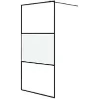 vidaXL Walk-in Duschwand 100x195 cm Halfmat ESG Glass Schwarz