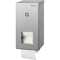 Qbic-Line Toilettenpapierhalter Edelstahl geschliffen für 2 Standard Toilettenpapierrollen, mit Sic