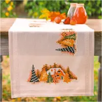 Vervaco Kit de point de croix compté pour la nappe « Winter Village », 40 x 100 cm