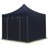 TOOLPORT 3x3 m Tonnelle pliante Acier, PES 750, côtés sans fenêtre, noir