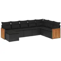 vidaXL Ensemble de jardin canapé 8 pièces avec coussins noir poly rotin