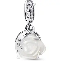 Pandora Charm Pendant Double Rose Blanche En Fleur