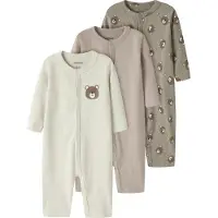 Name it Nightsuit Long Sleeve Pyjama 3 Units Beige 9 Months Enfants